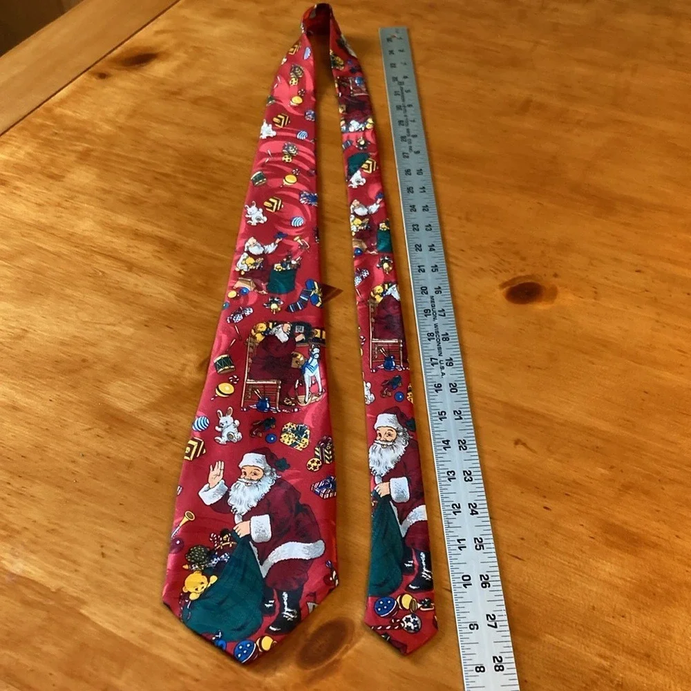 90s Nostalgia Mens Christmas Santa Claus‎ Toy Sack Handmade Holiday Necktie Tie